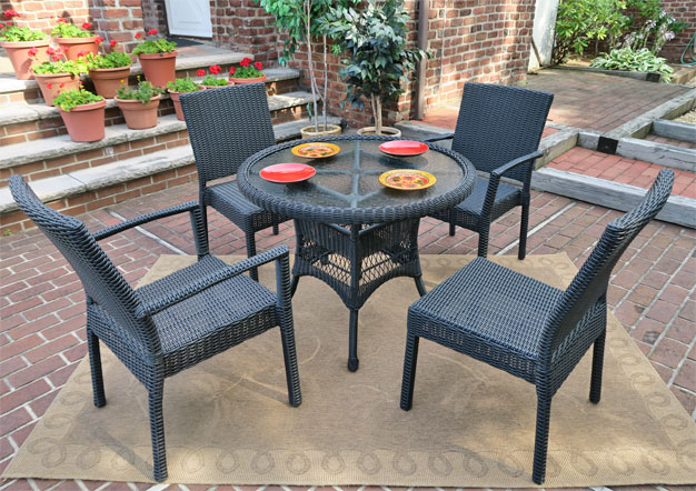 Resin Wicker Patio Dining Sets with Caribbean Chairs (4) Colors)