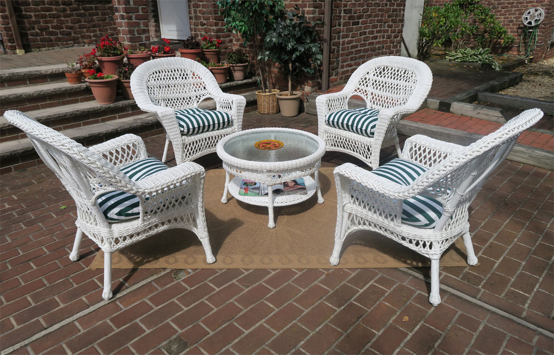 5 Piece Resin Wicker Chat Sets