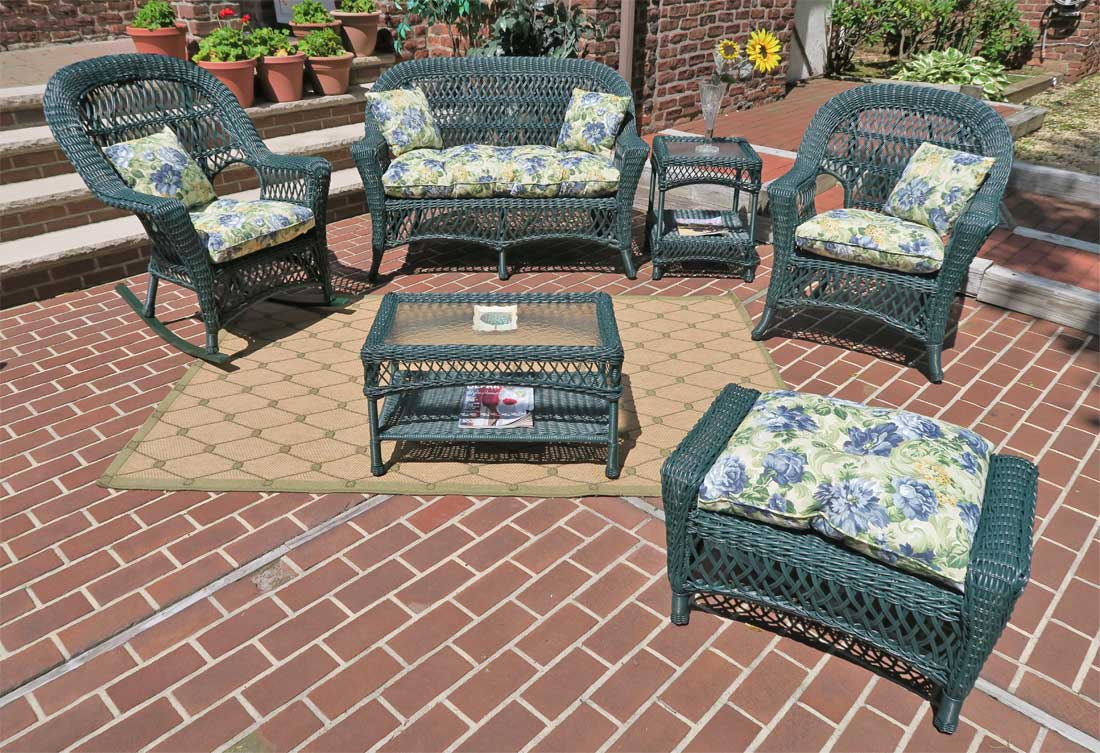 Hunter Green Madrid Outdoor Wicker Patio Sets---All has arrived. Just waiting for Cocktail Tables that can be Fed Exed to follow.