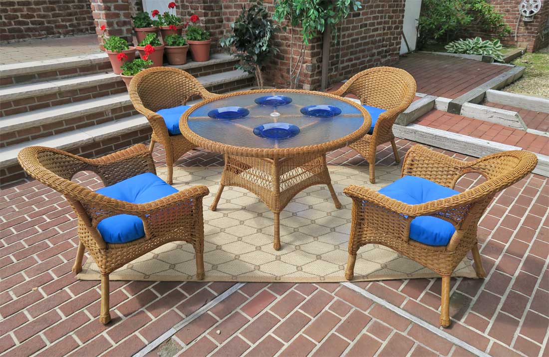 Resin Wicker Patio Dining Sets with Veranda Chairs (4) Colors