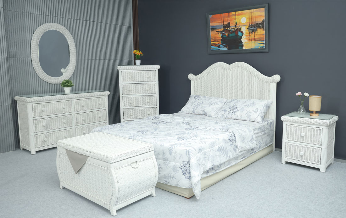 White Pavilion Wicker Bedroom Collection