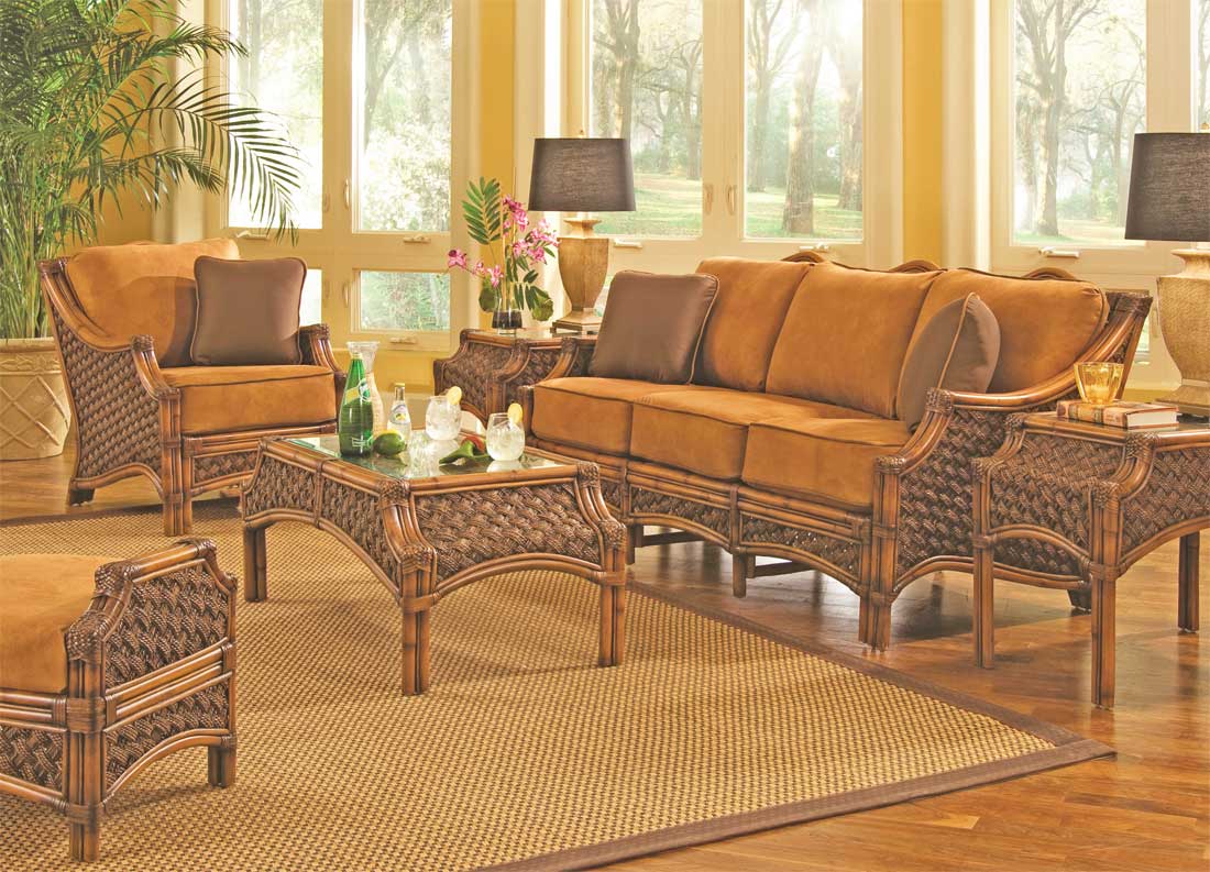 Aloha Rattan Framed Natural Wicker Furniture Sets - Indoor Wicker
